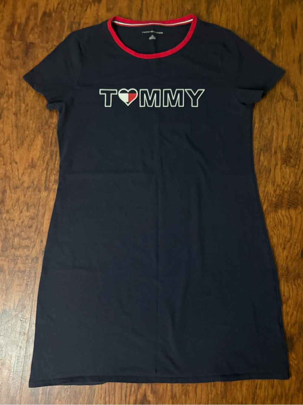 Tommy Hilfiger Navy Logo Nightdress with Red Trim
